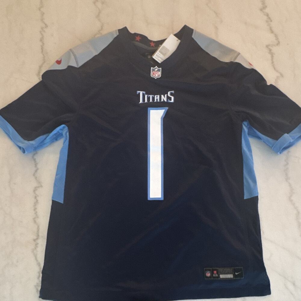 Nike Tennessee Titans Cam Ward #1 NFL Football Jersey Unisex Adult Size L Navy